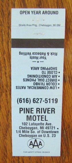 Pine River Motel (Moon-E-Motel) - Matchbook